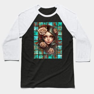 Copper Patina Boho Gothic Girl 7 Baseball T-Shirt